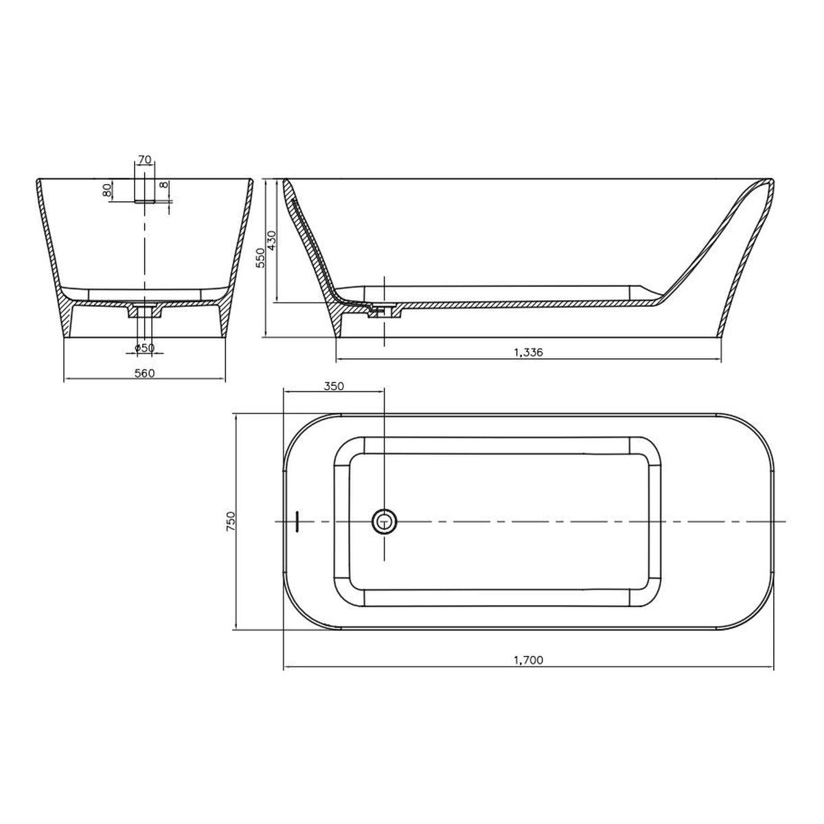 Studio Bagno Verve Freestanding Bath - Semi Gloss White
