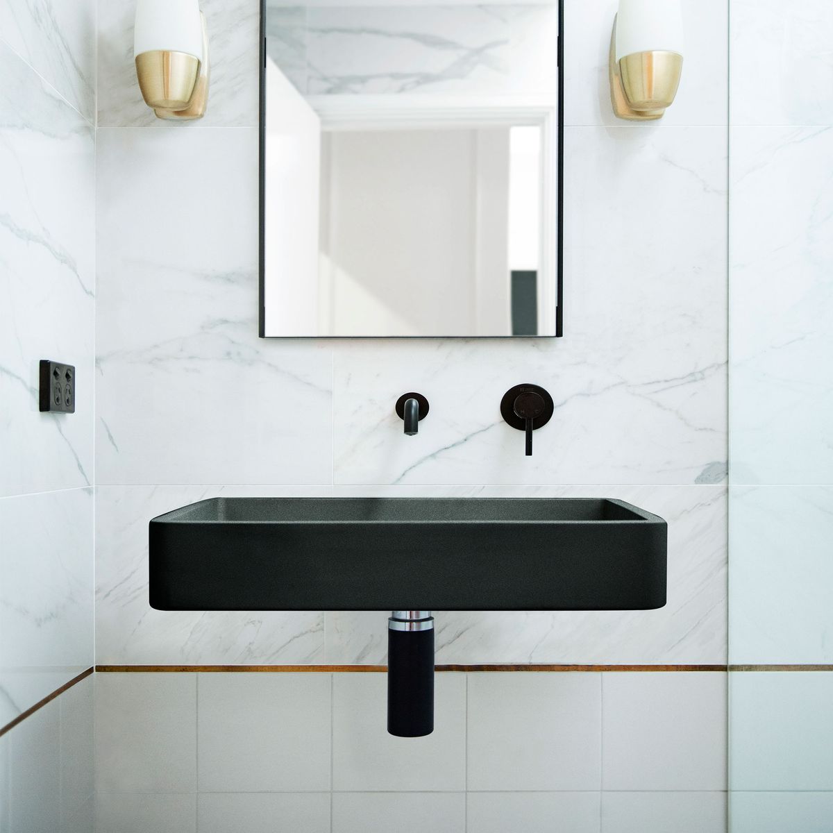 Nood Wall Mount Vesl Rectangle Basin in Charcoal