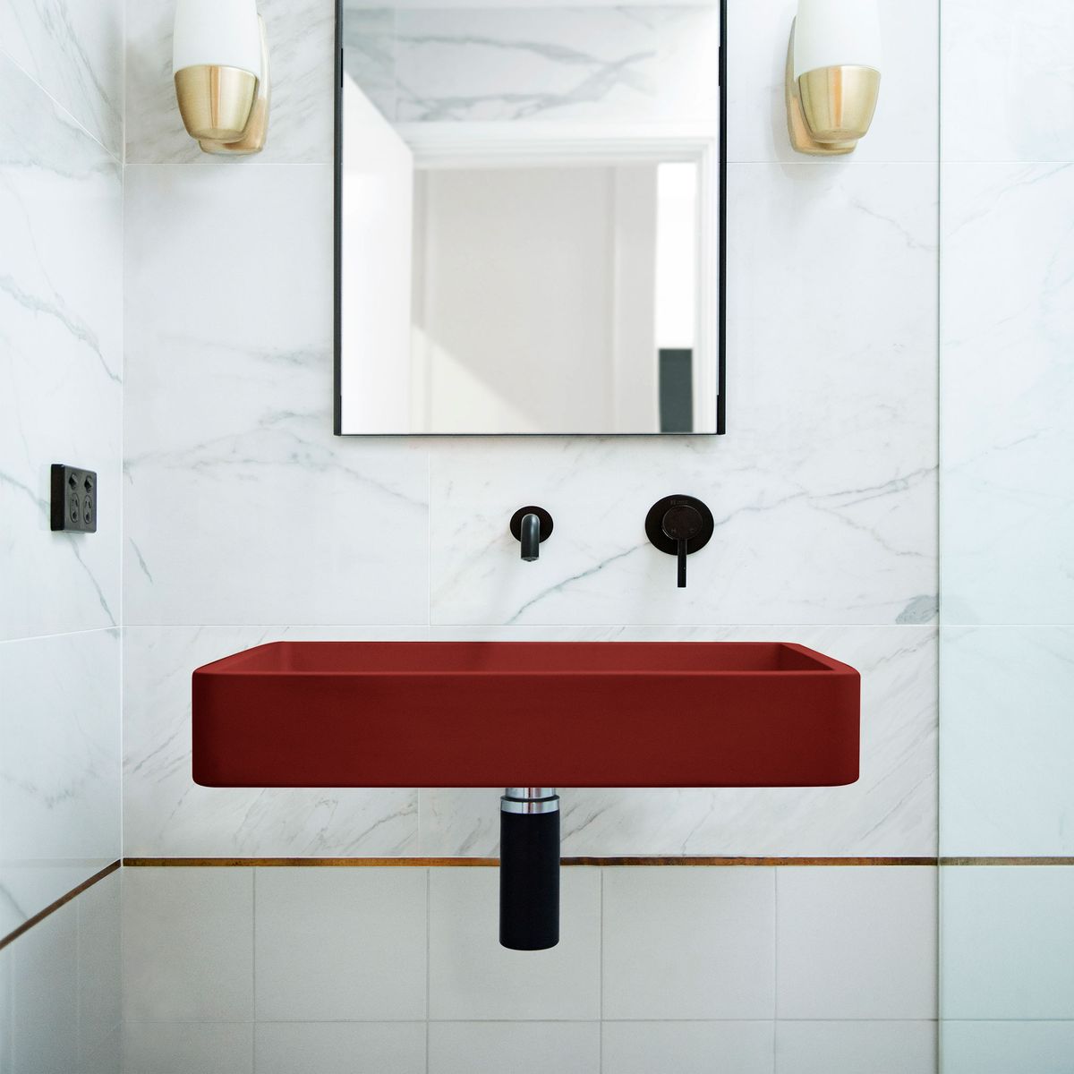 Nood Wall Mount Vesl Rectangle Basin in Clay