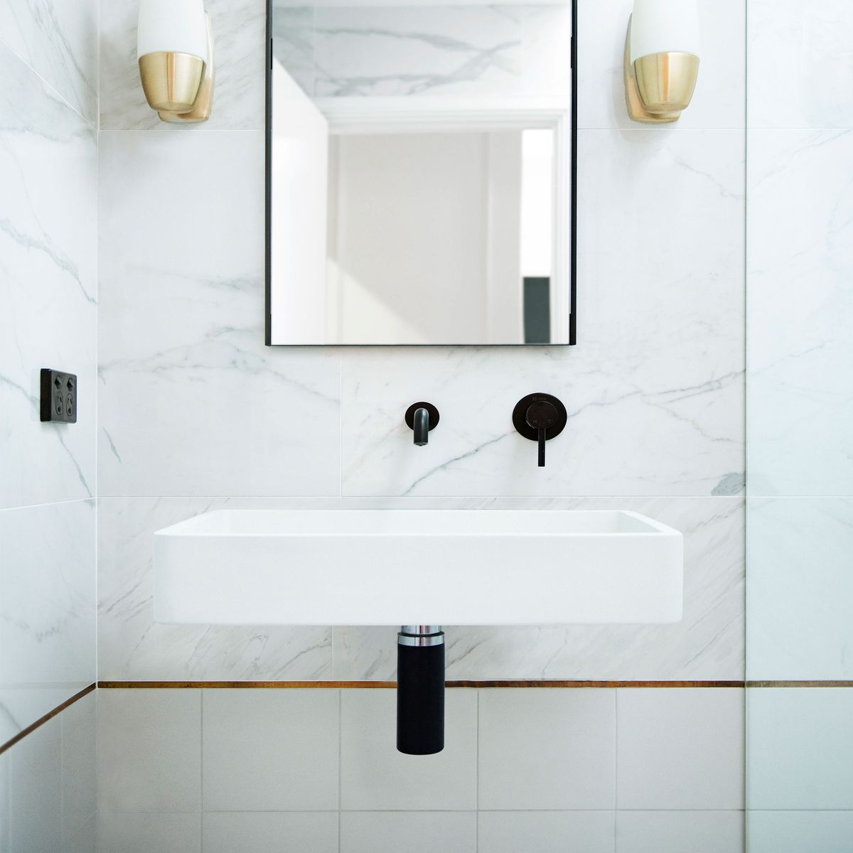Nood Wall Mount Vesl Rectangle Basin in Ivory