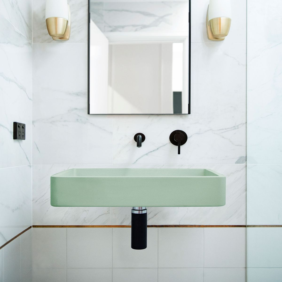 Nood Wall Mount Vesl Rectangle Basin in Mint