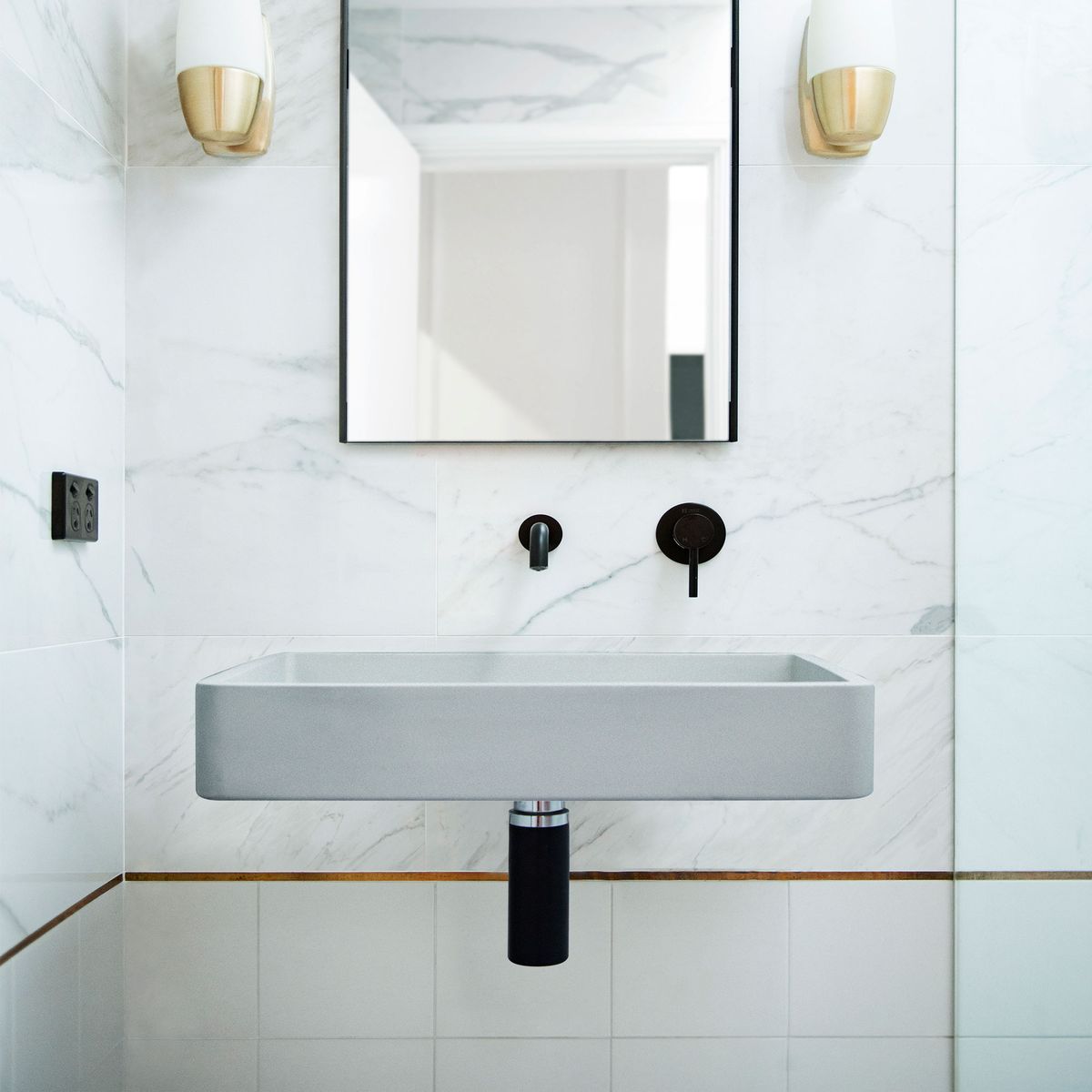 Nood Wall Mount Vesl Rectangle Basin in Sky Grey