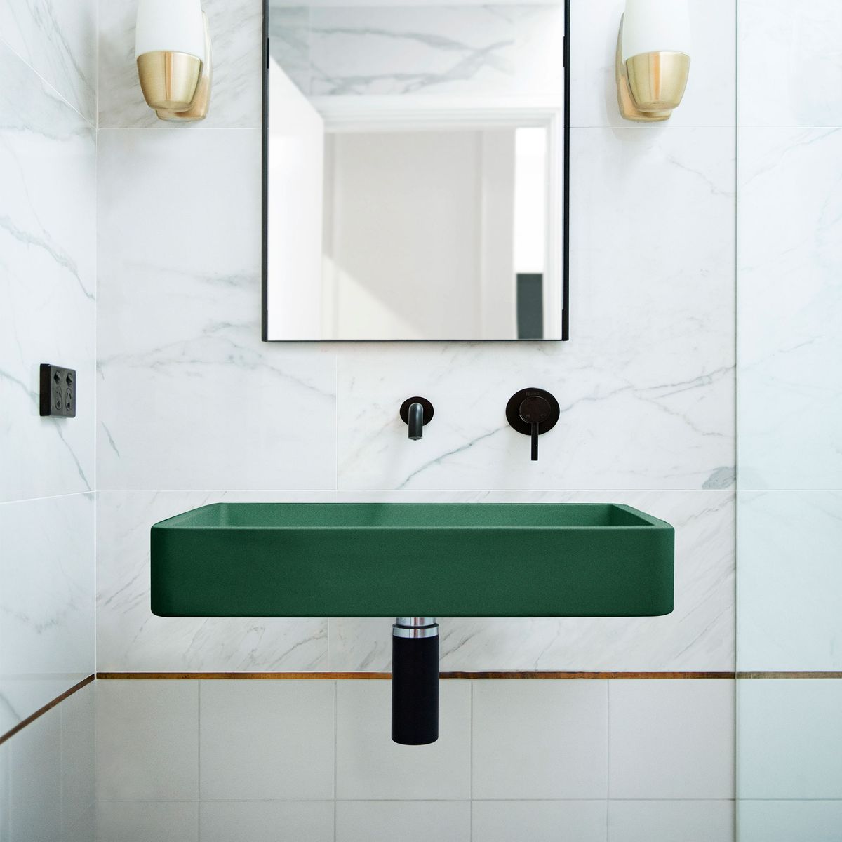 Nood Wall Mount Vesl Rectangle Basin in Teal