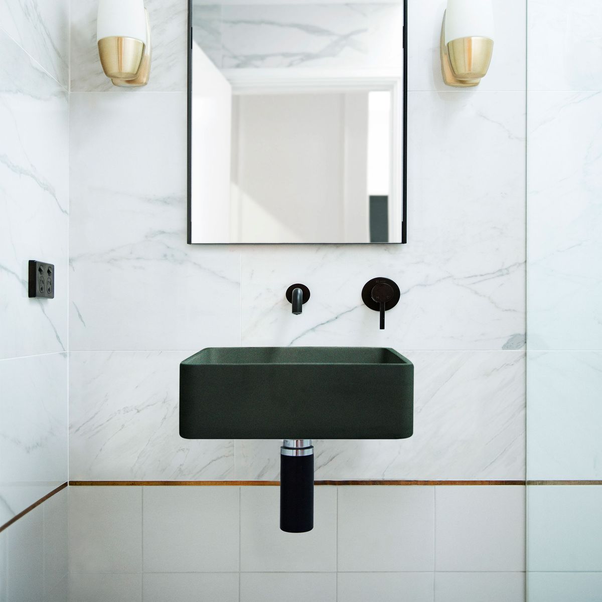 Nood Wall Mount Vesl Square Basin in Charcoal
