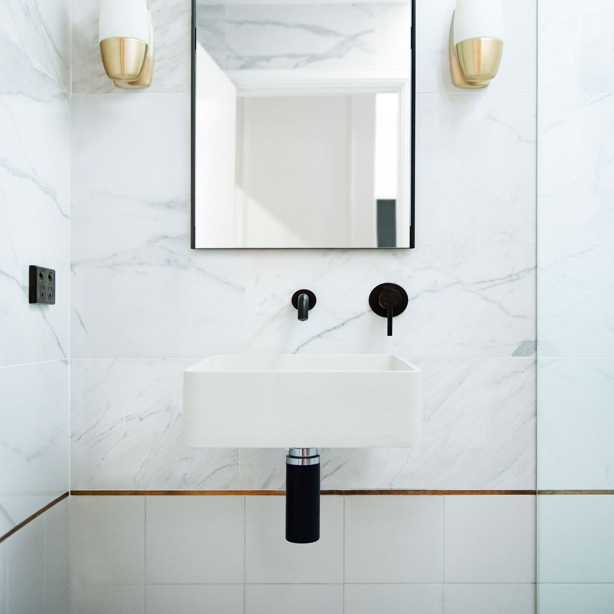 Nood Wall Mount Vesl Square Basin in Ivory