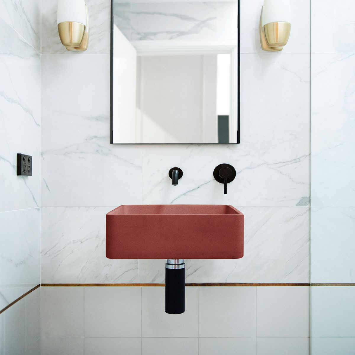 Nood Wall Mount Vesl Square Basin in Musk