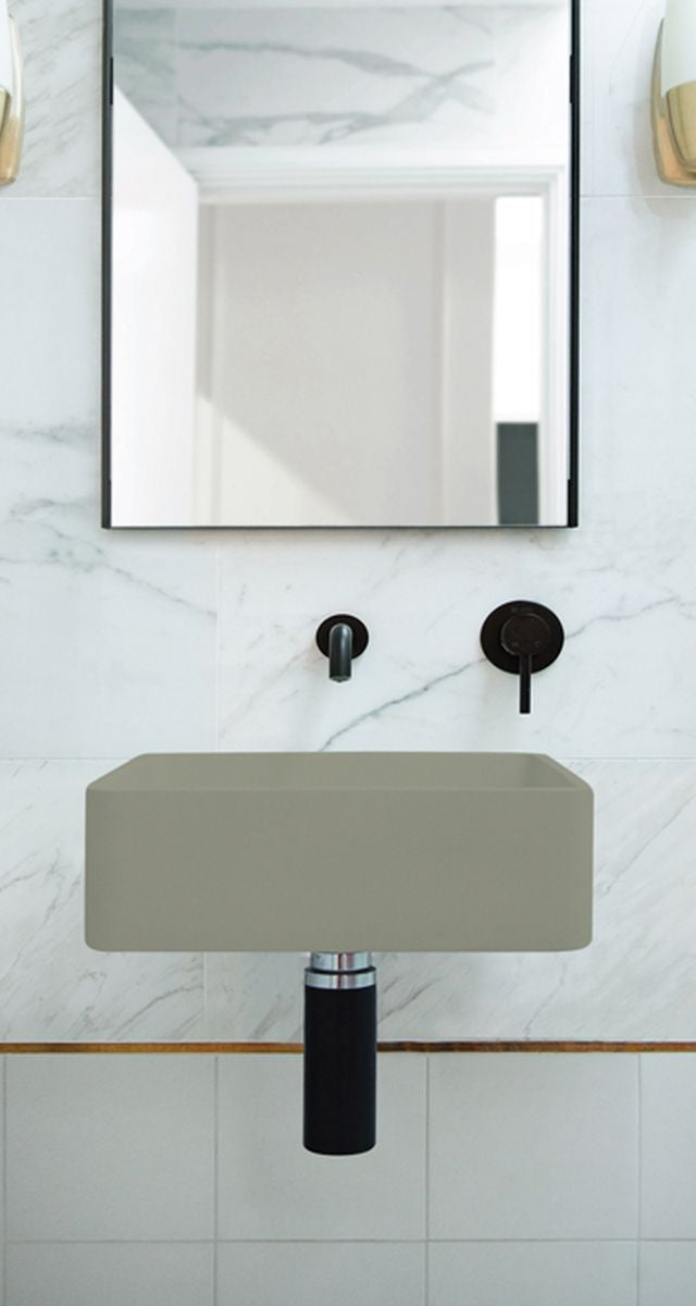 Nood Wall Mount Vesl Square Basin in Olive