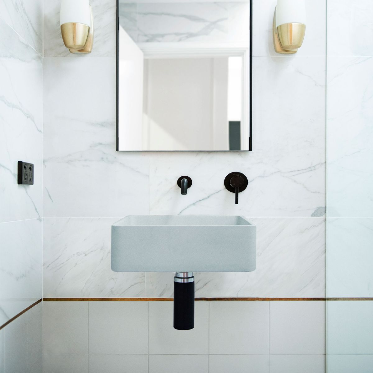 Nood Wall Mount Vesl Square Basin in Powder Blue