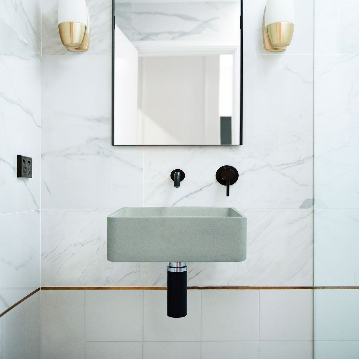 Nood Wall Mount Vesl Square Basin in Sky Grey