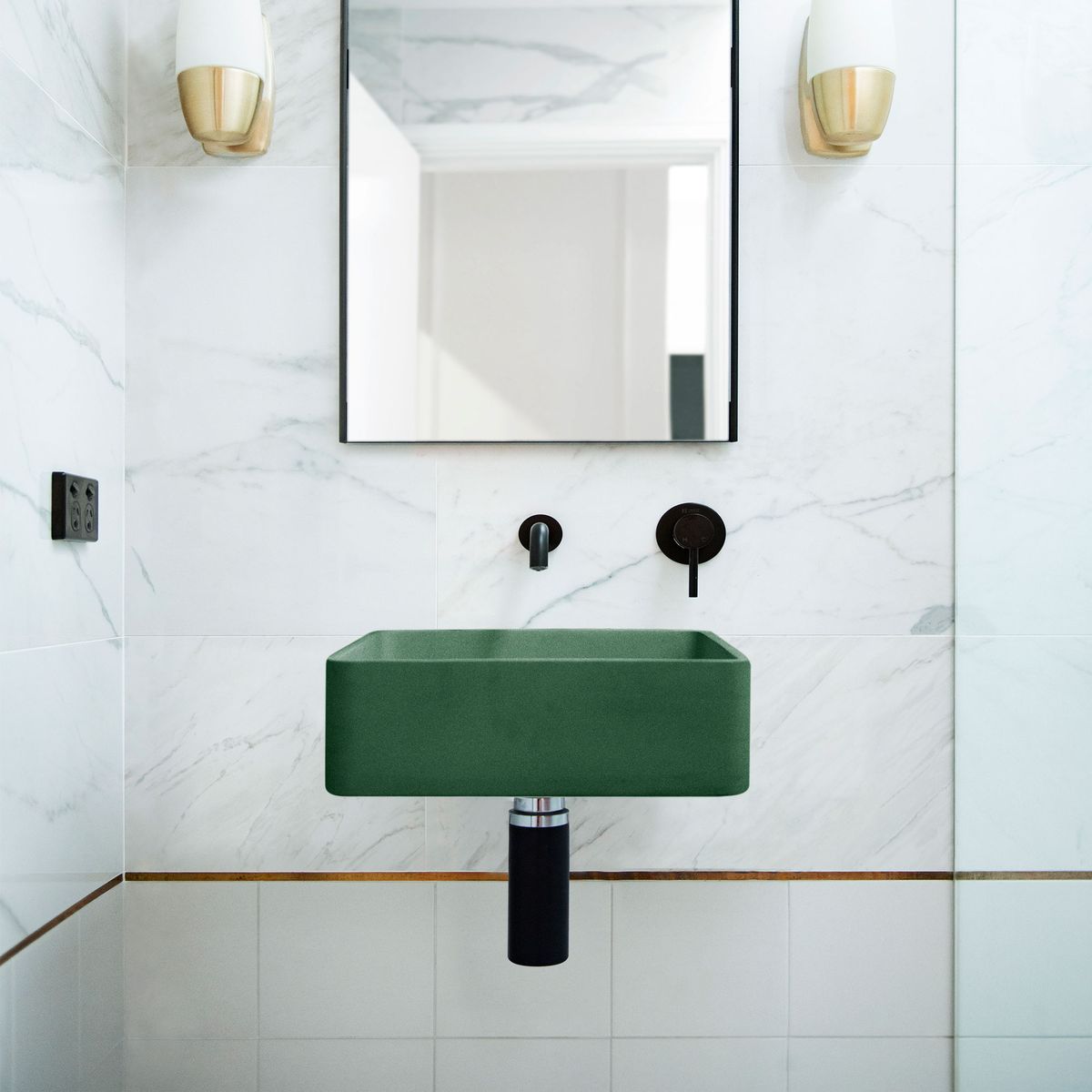 Nood Wall Mount Vesl Square Basin in Teal