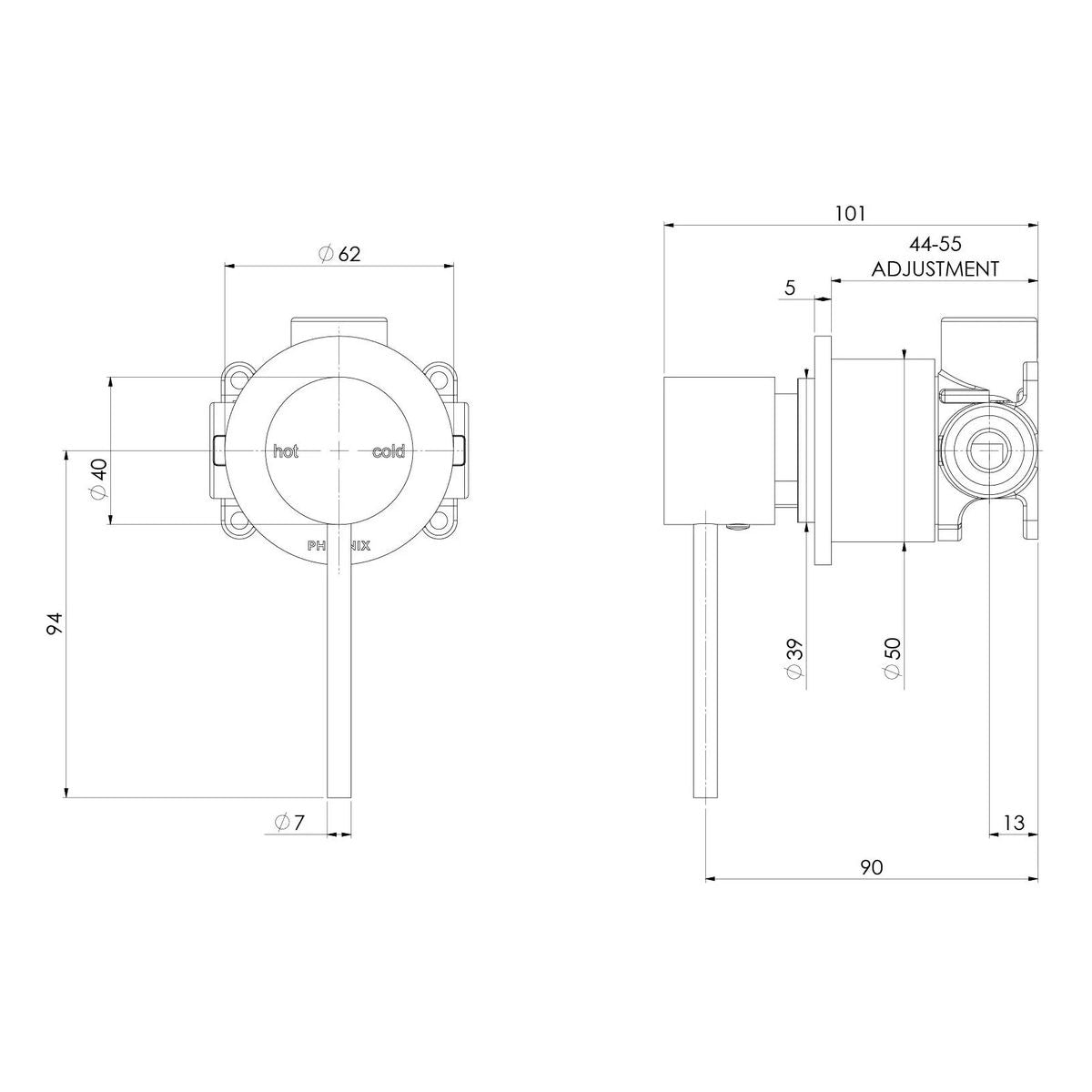 Vivid Slimline SwitchMix Shower / Wall Mixer 60mm Backplate (Complete Kit), Lead Free - Matte Black
