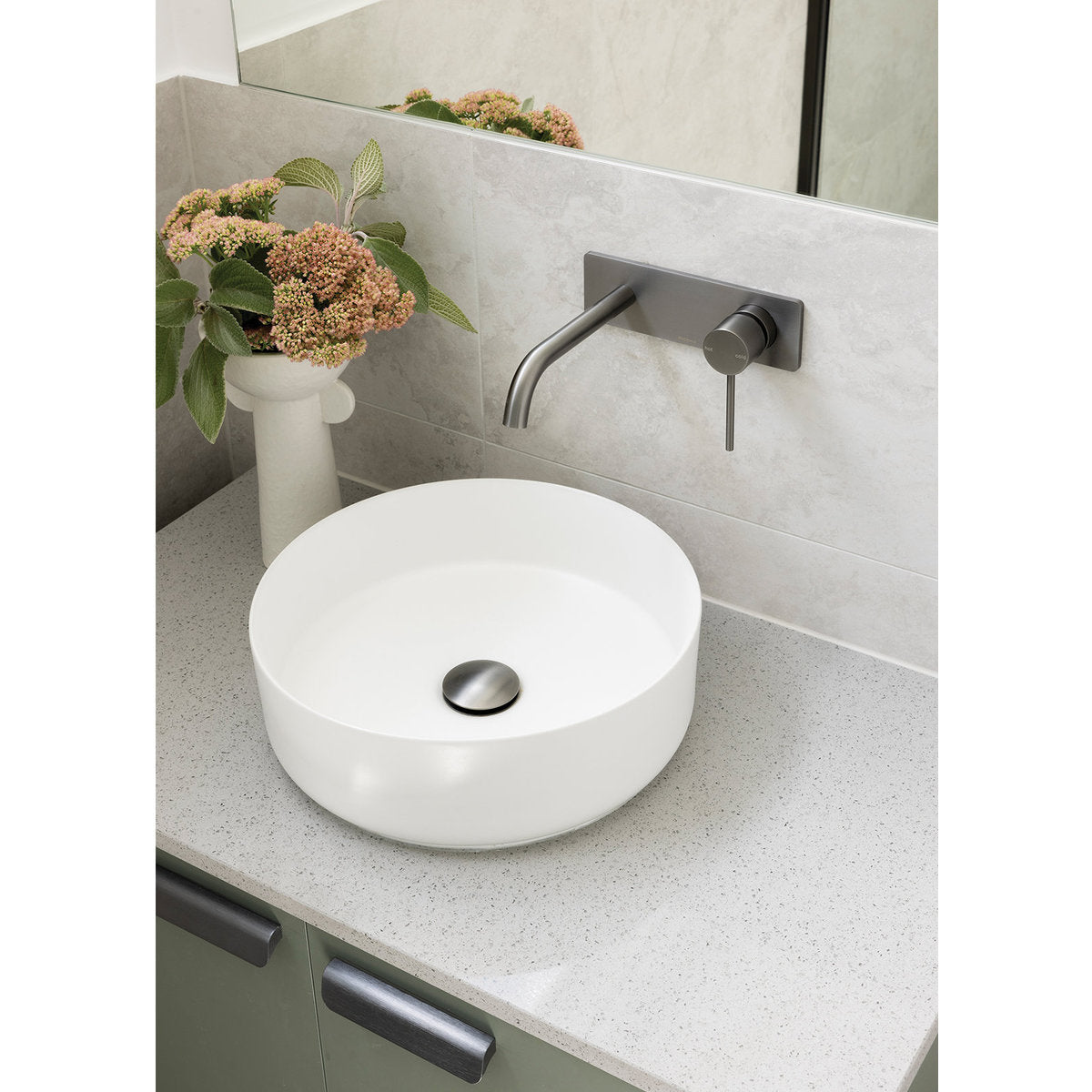 Phoenix Vivid Slimline SwitchMix Wall Basin/Bath Mixer Set 180mm (Complete Kit) - Lead Free, Brushed Carbon