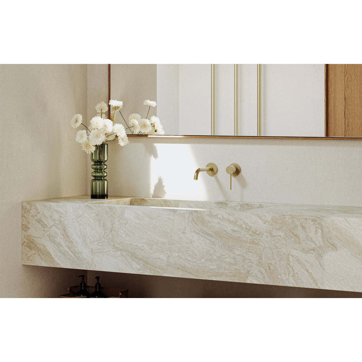 Phoenix Vivid Slimline SwitchMix Wall Basin/Bath Mixer Set 60mm Backplates (Complete Kit) - Lead Free, Brushed Gold