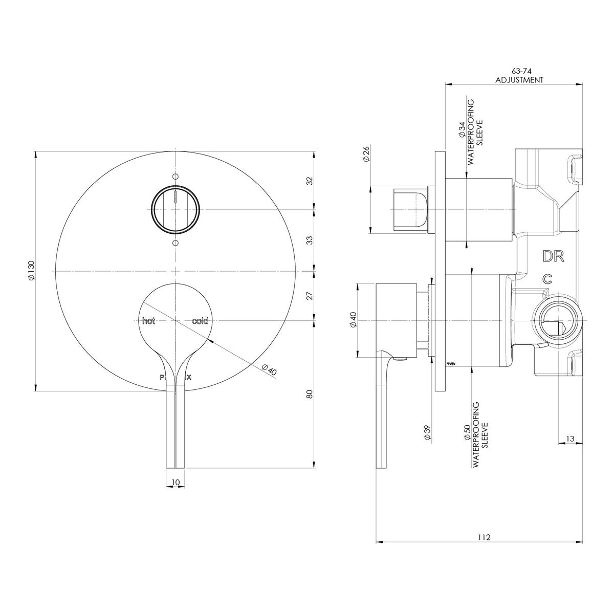 Phoenix Vivid Slimline Oval SwitchMix Shower/Bath Diverter Mixer (Complete Kit), Brushed Nickel