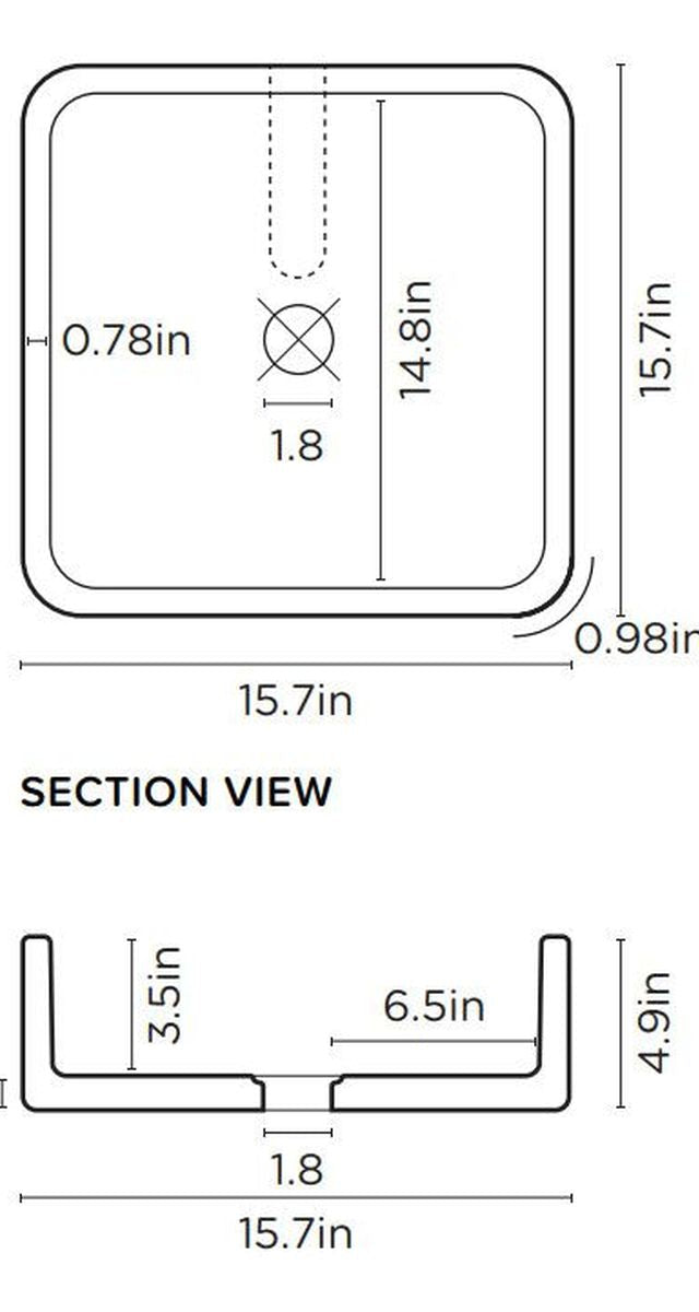Nood Wall Mount Vesl Square Basin in Rowboat