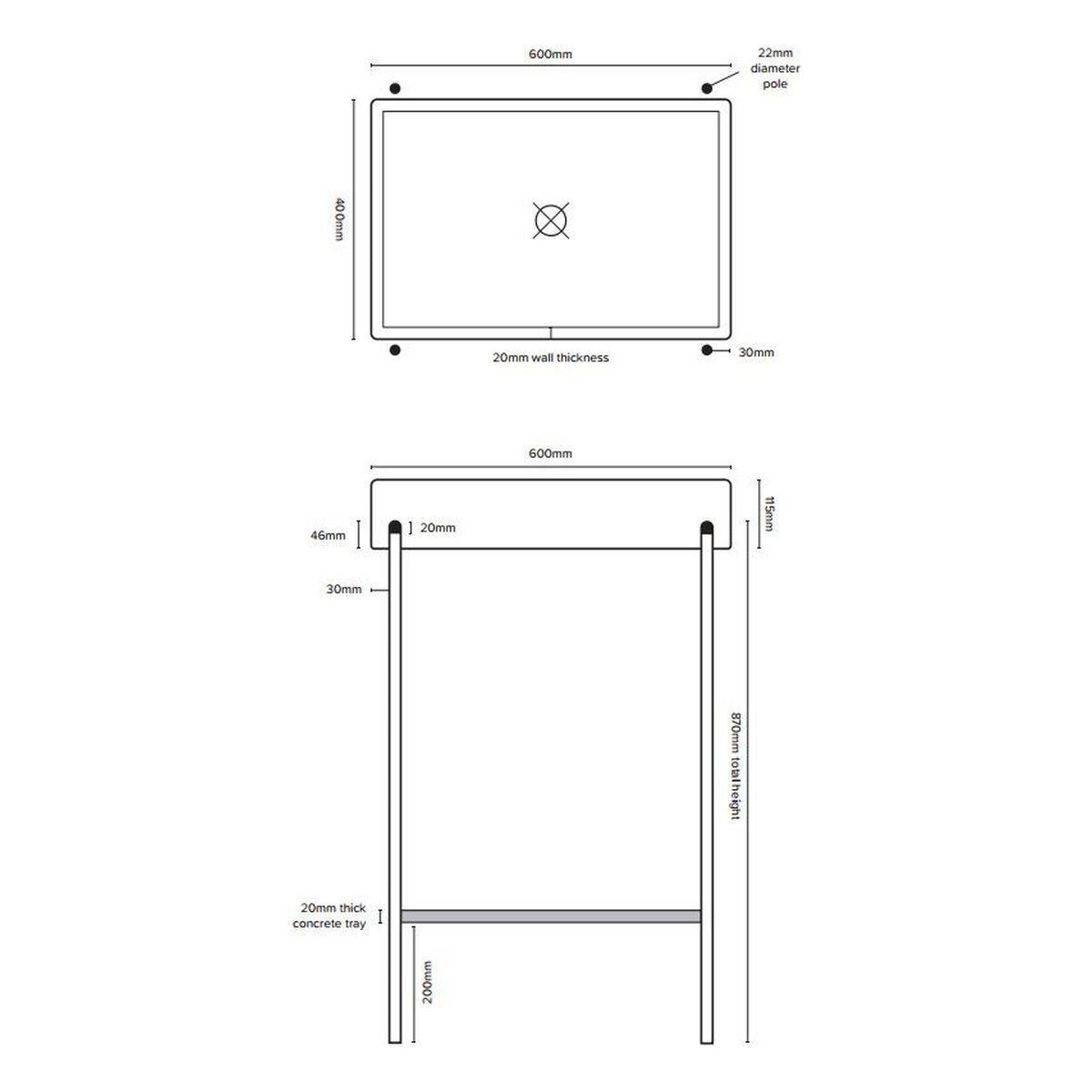 Nood Stands Vesl Rectangle Basin Clay