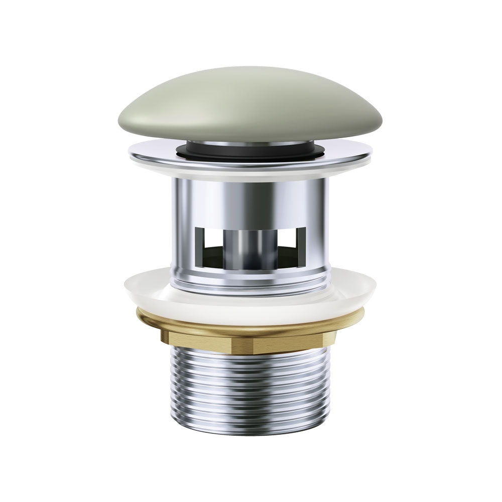 Fienza Pop-Up 32mm Overflow Basin Waste, Matte Olive Ceramic Cap