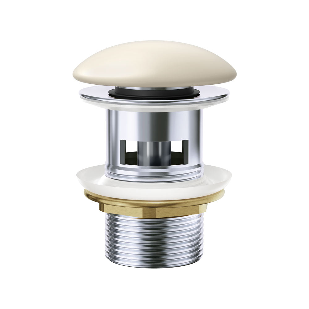 Fienza Pop-Up 32mm Overflow Basin Waste, Matte Khaki Ceramic Cap