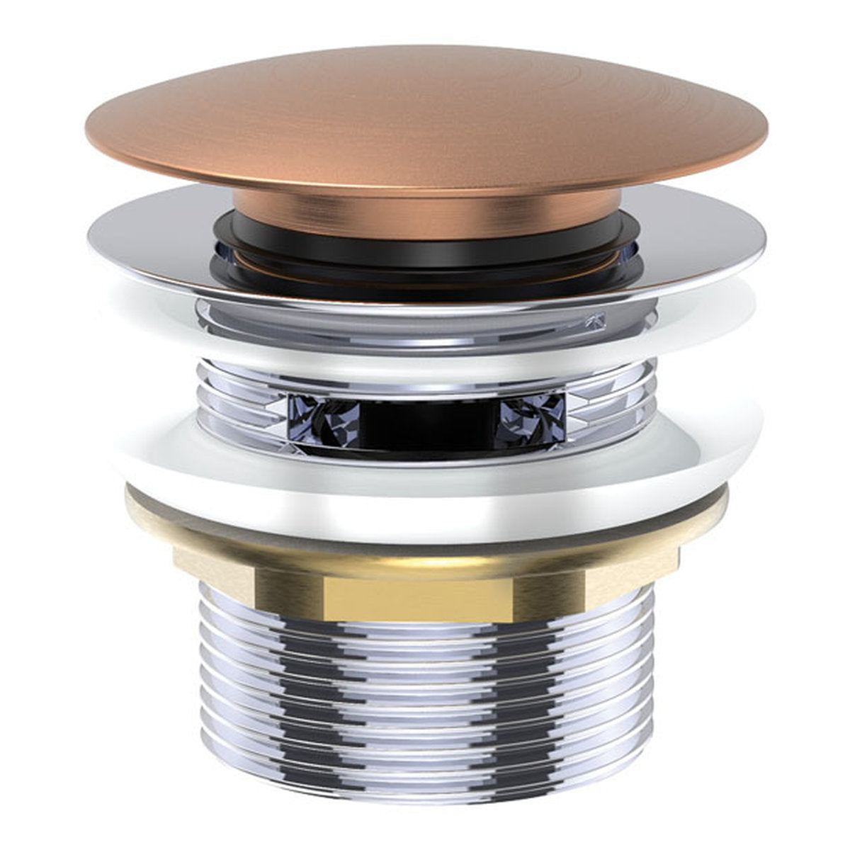 Fienza Universal Pull-Out/Pop-Up Brass Cap Bath Waste with Overflow, Brushed Copper