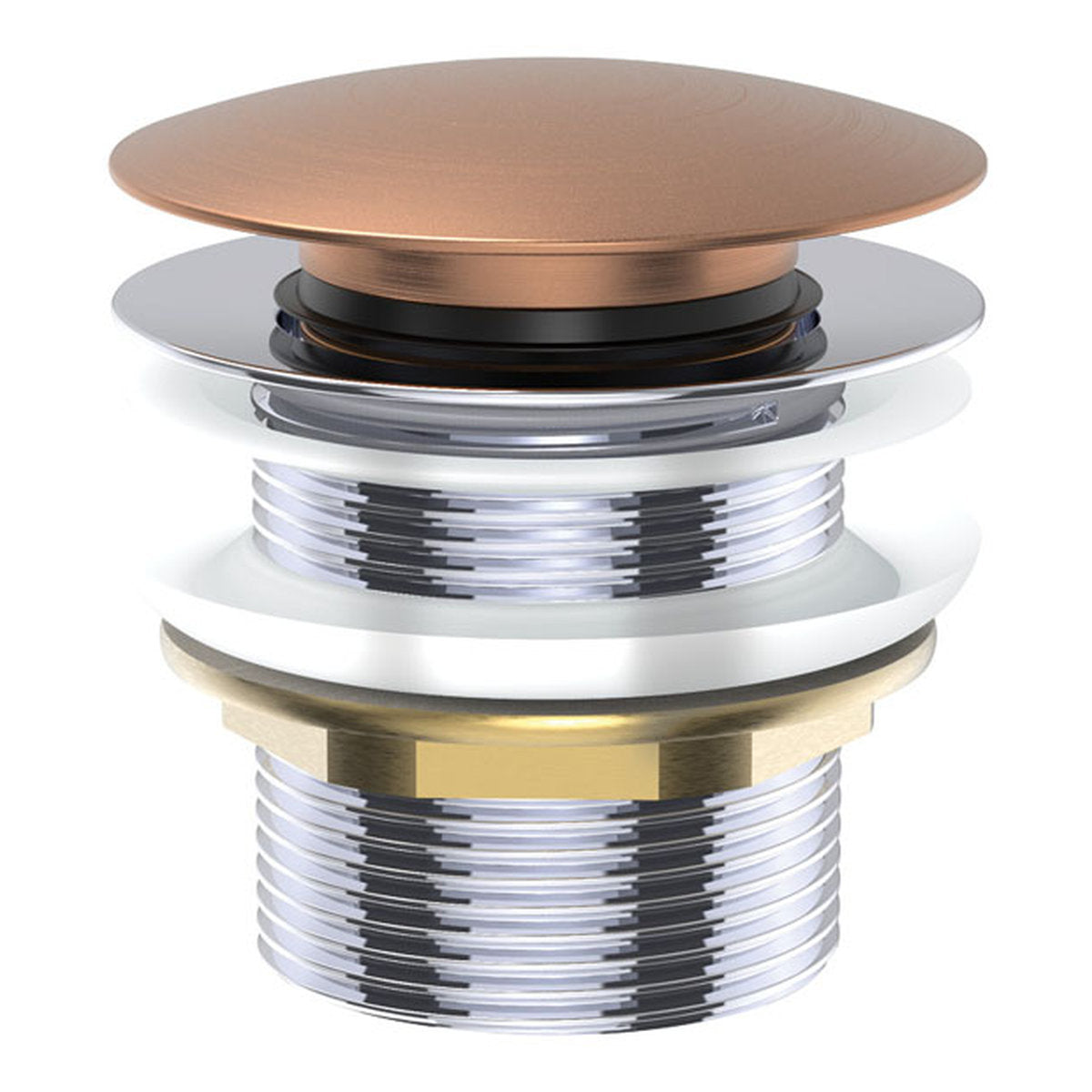 Fienza Universal Pull-Out/Pop-Up Brass Cap Bath Waste, Non-Overflow, Brushed Copper