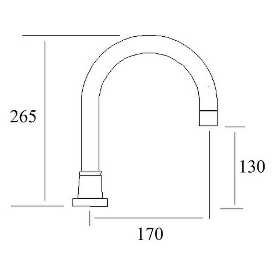 Waterpoint Hob Spa Spout 170mm Chrome