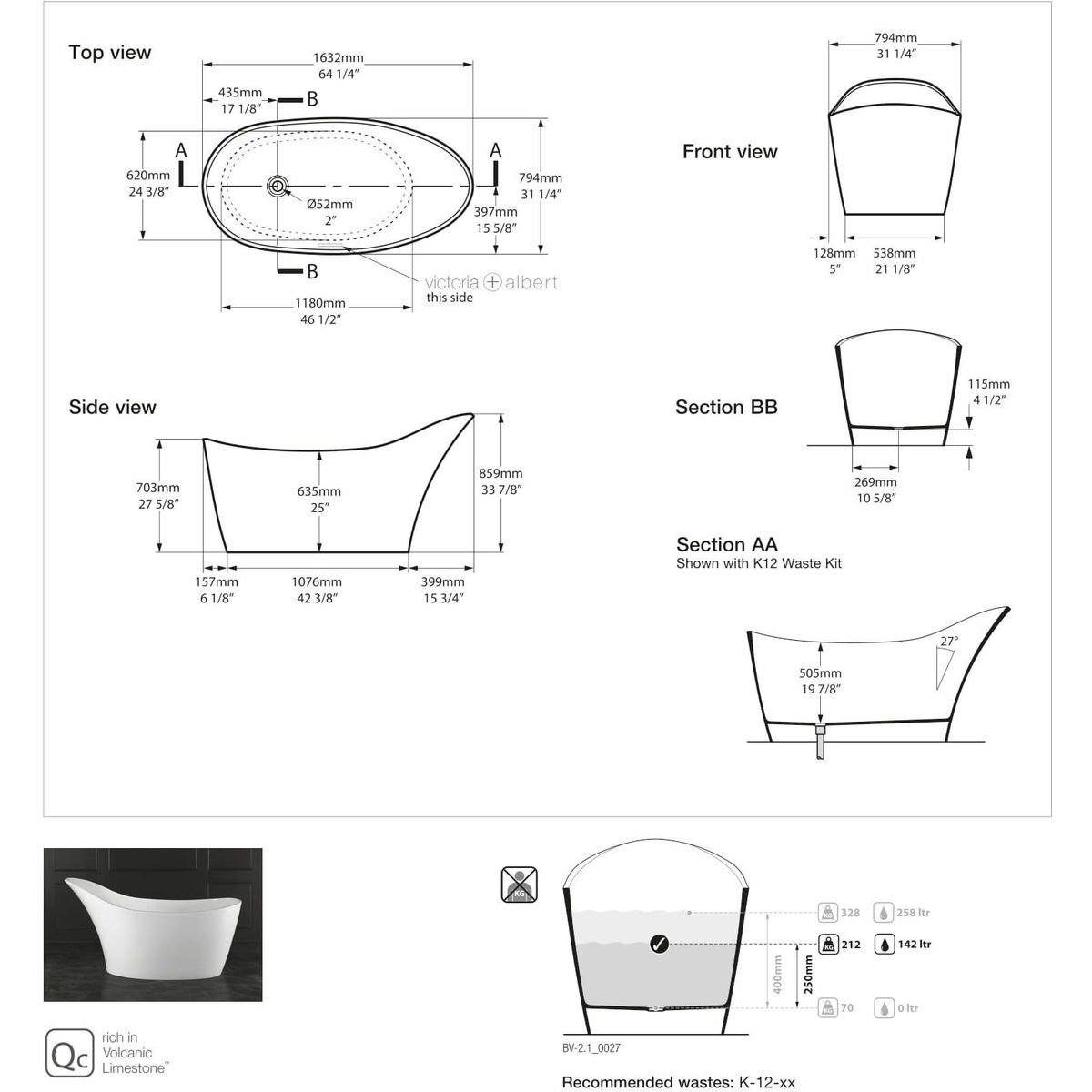 Victoria + Albert Amalfi Bath, Matte White