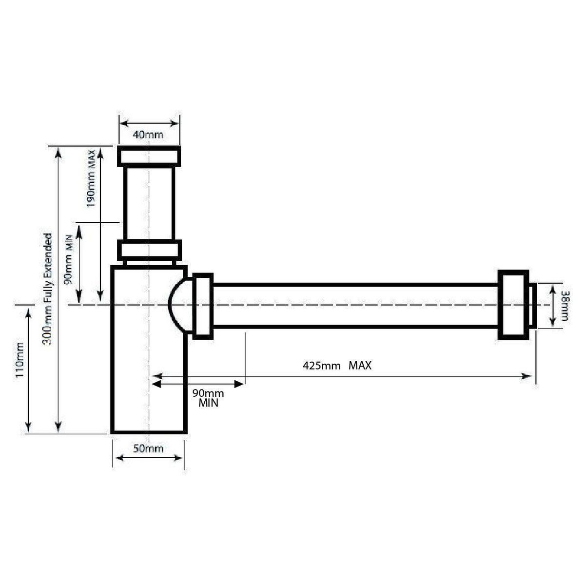 Aurora Adjustable Bottle P Trap - Brushed Brass