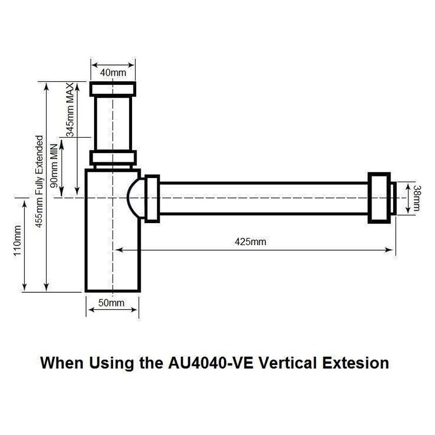 Vertical Extension Pipe For AU4040 - Chrome