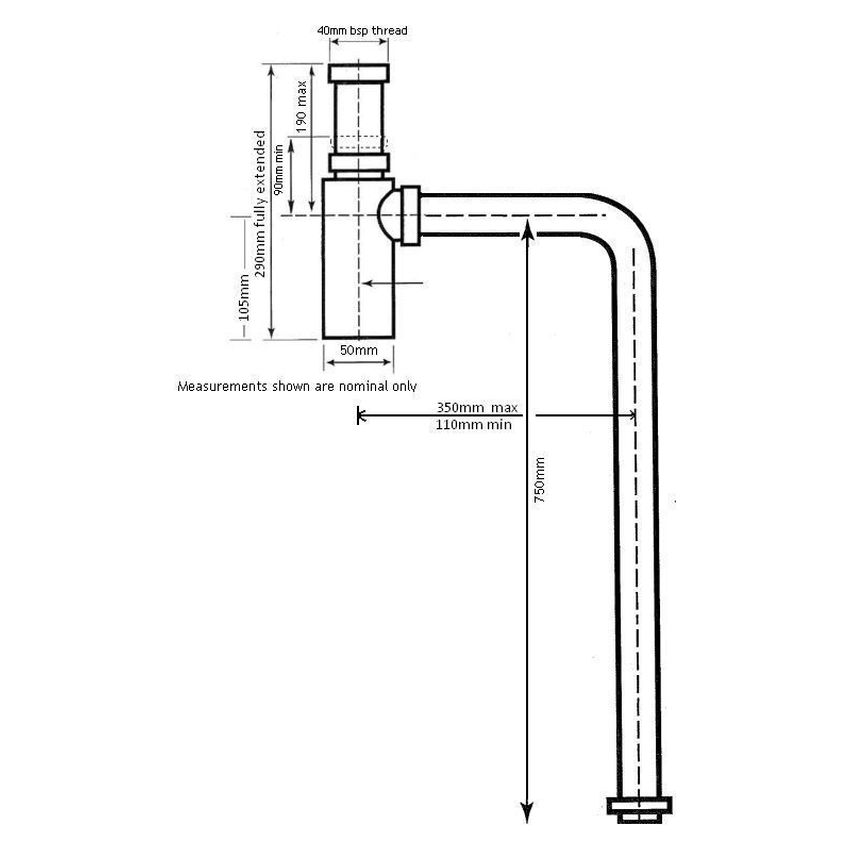Deluxe Adjustable Bottle S Trap - Chrome