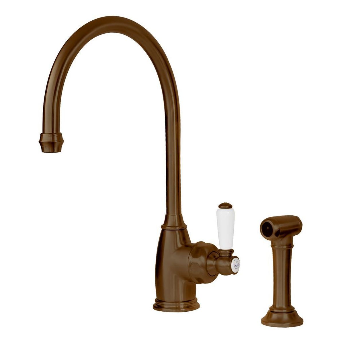 Shaws by Perrin & Rowe Yarrow Kitchen Mixer with Spray Rinse, Lead Free, English Bronze