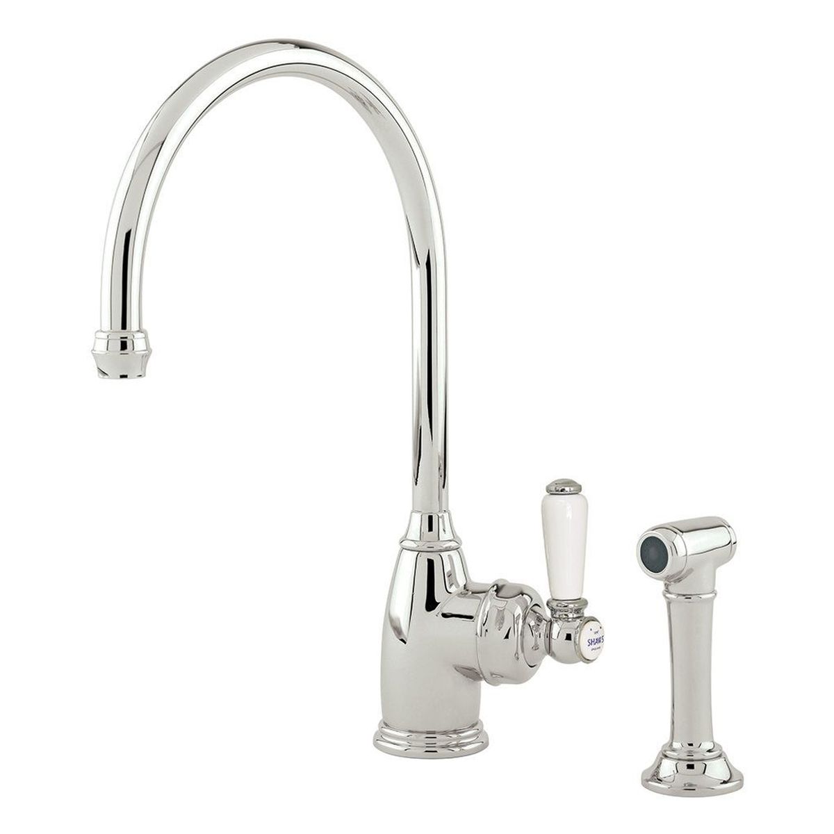 Shaws by Perrin & Rowe Yarrow Kitchen Mixer with Spray Rinse, Lead Free, Nickel