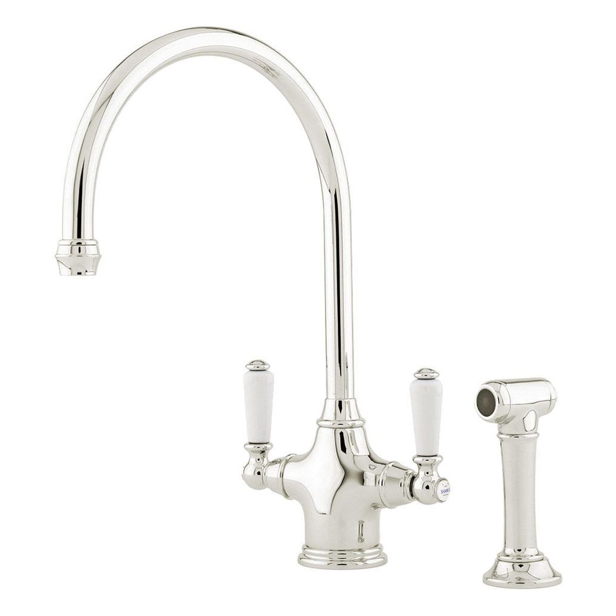 Shaws by Perrin & Rowe Ribble Kitchen Mixer with Spray Rinse, Lead Free, Nickel