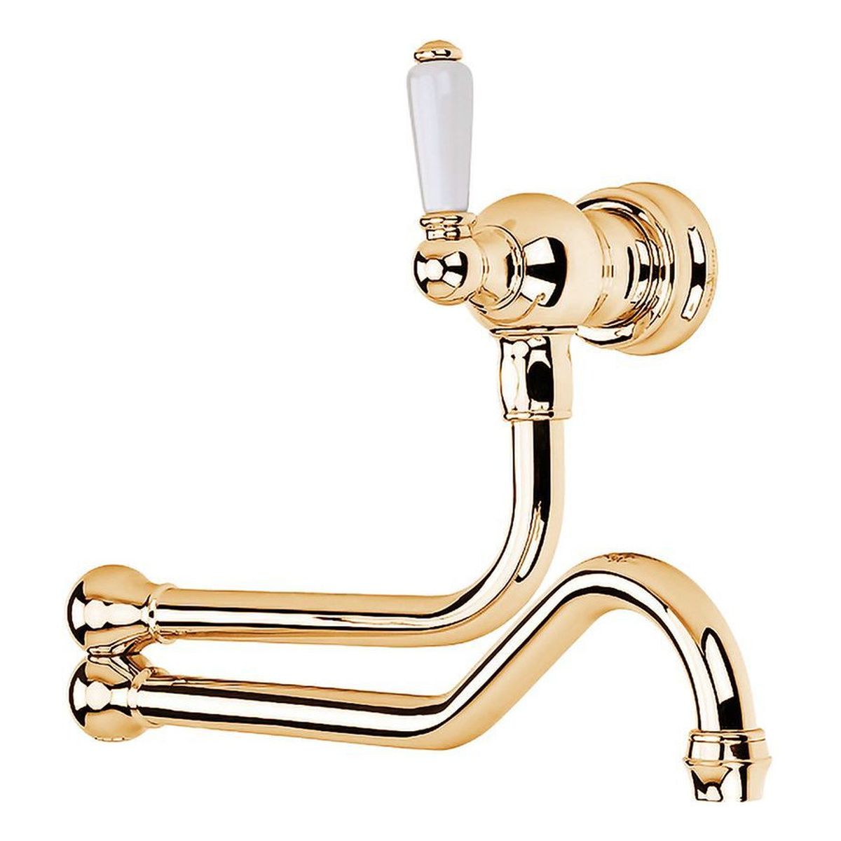 Shaws by Perrin & Rowe Wall Mounted Pot Filler, Lead Free, Polished Brass