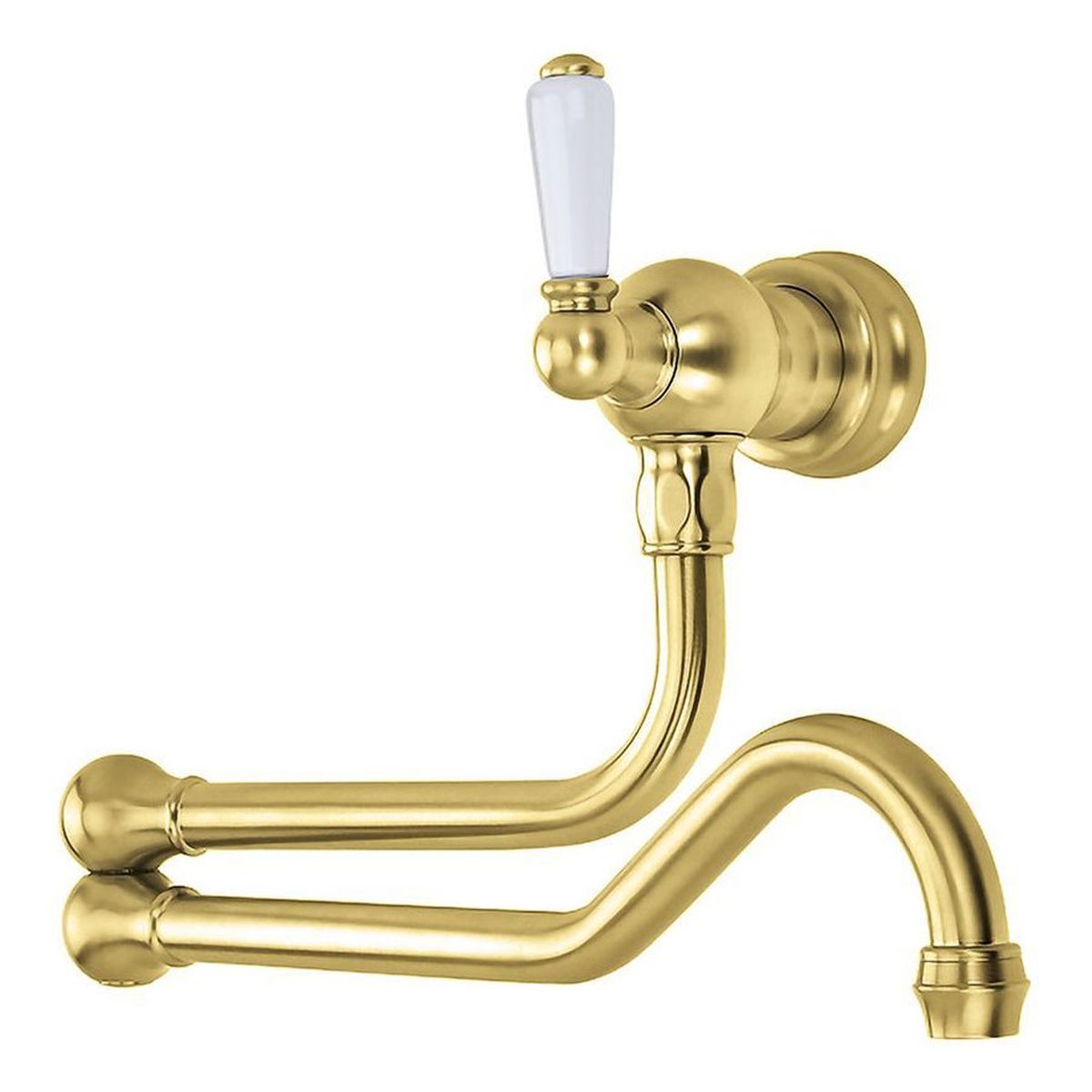 Shaws by Perrin & Rowe Wall Mounted Pot Filler, Lead Free, Satin Brass