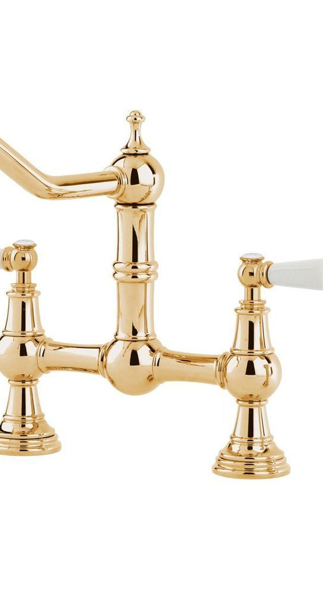 Shaws by Perrin & Rowe Hambleton Kitchen Mixer with Spray Rinse, Lead Free, Polished Brass