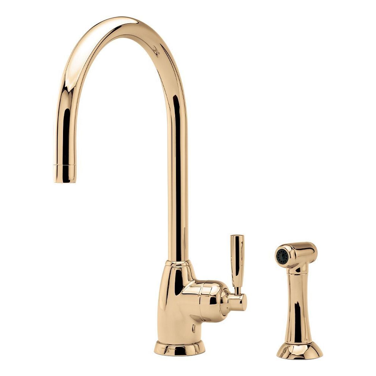 Shaws by Perrin & Rowe Roeburn Kitchen Mixer with Spray Rinse, Lead Free, Polished Brass