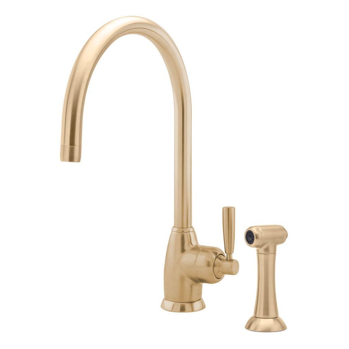 Shaws by Perrin & Rowe Roeburn Kitchen Mixer with Spray Rinse, Lead Free, Satin Brass