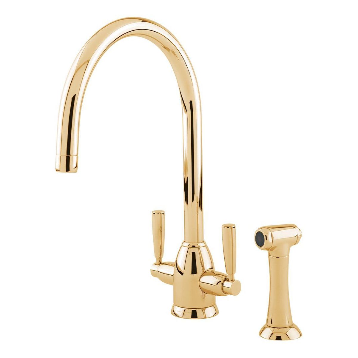 Shaws by Perrin & Rowe Silverdale Kitchen Mixer with Spray Rinse, Lead Free, Polished Brass