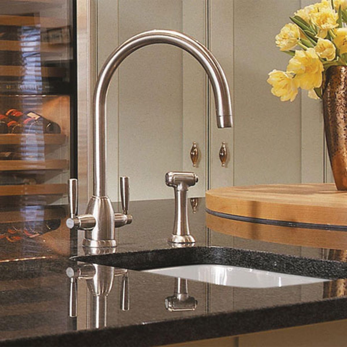 Shaws by Perrin & Rowe Silverdale Kitchen Mixer with Spray Rinse, Lead Free, Pewter
