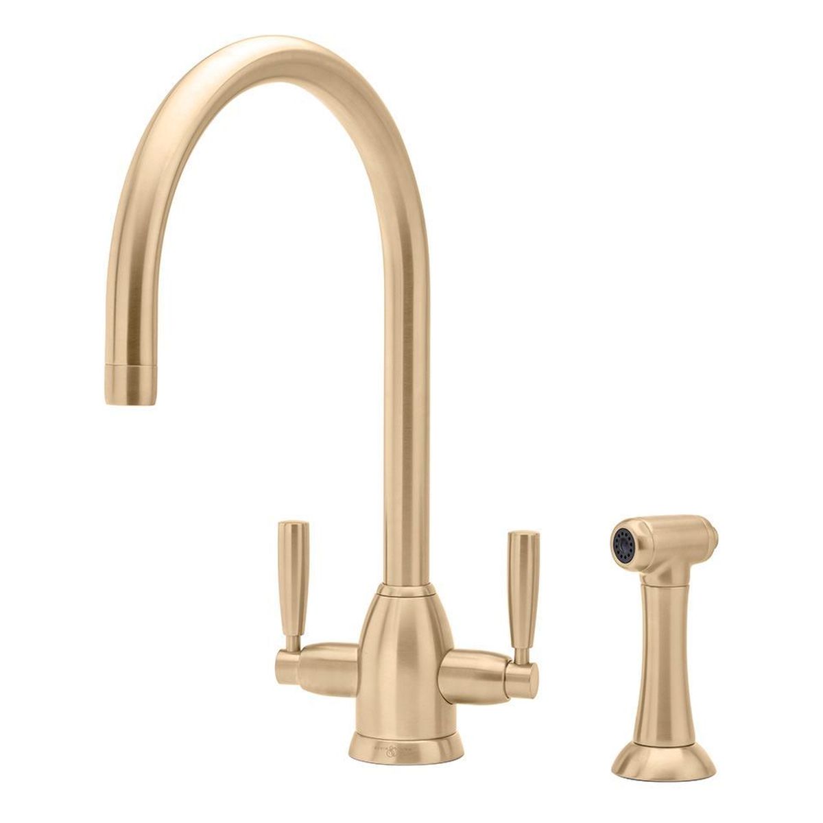 Shaws by Perrin & Rowe Silverdale Kitchen Mixer with Spray Rinse, Lead Free, Satin Brass