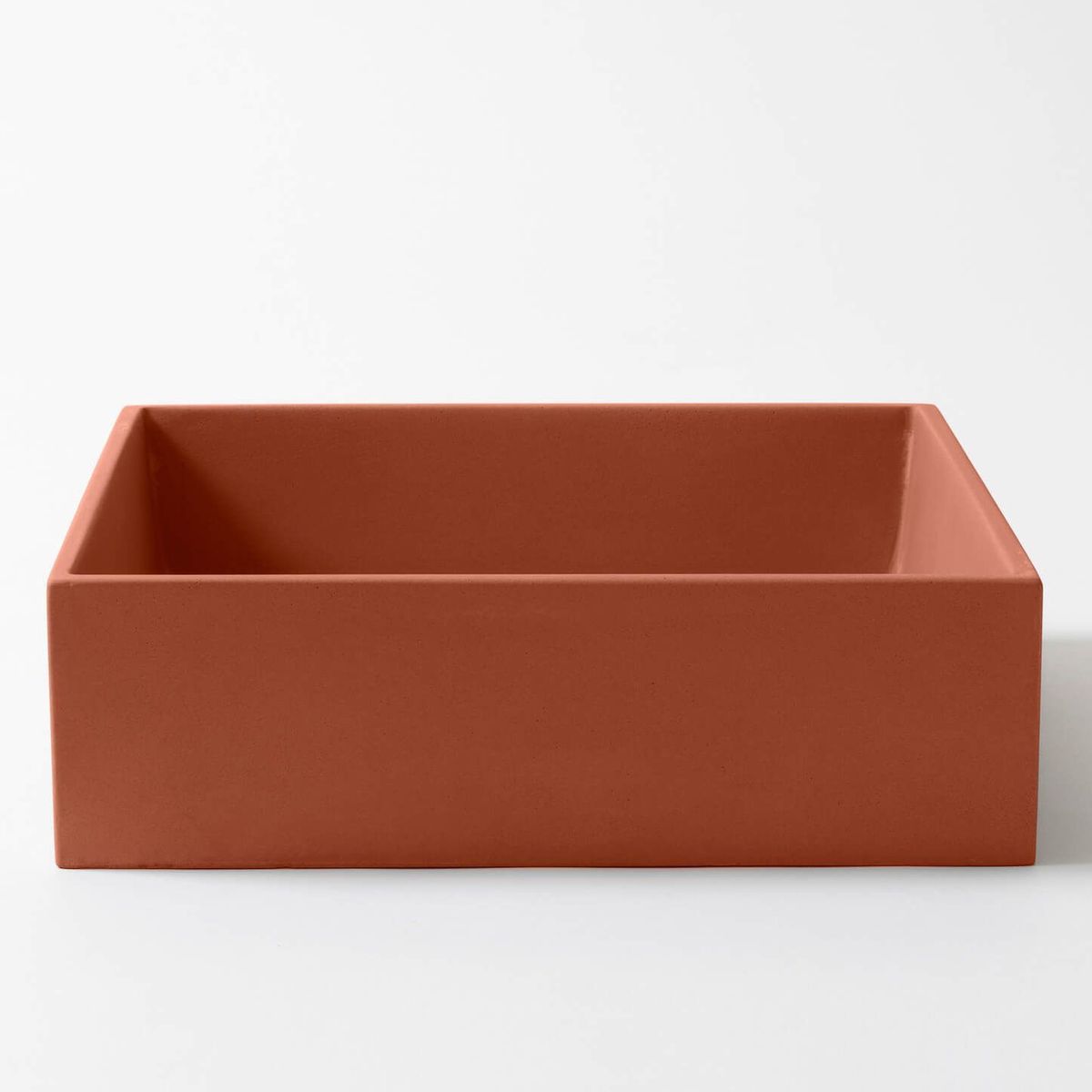 Baly Square Concrete Vessel Basin - Terracotta