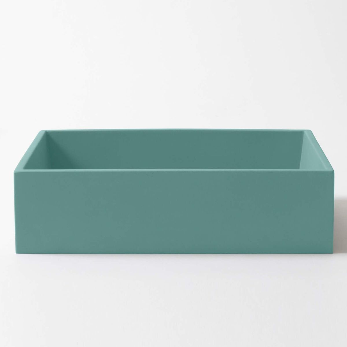 Baly Medium Rectangular Concrete Vessel Basin - Aqua