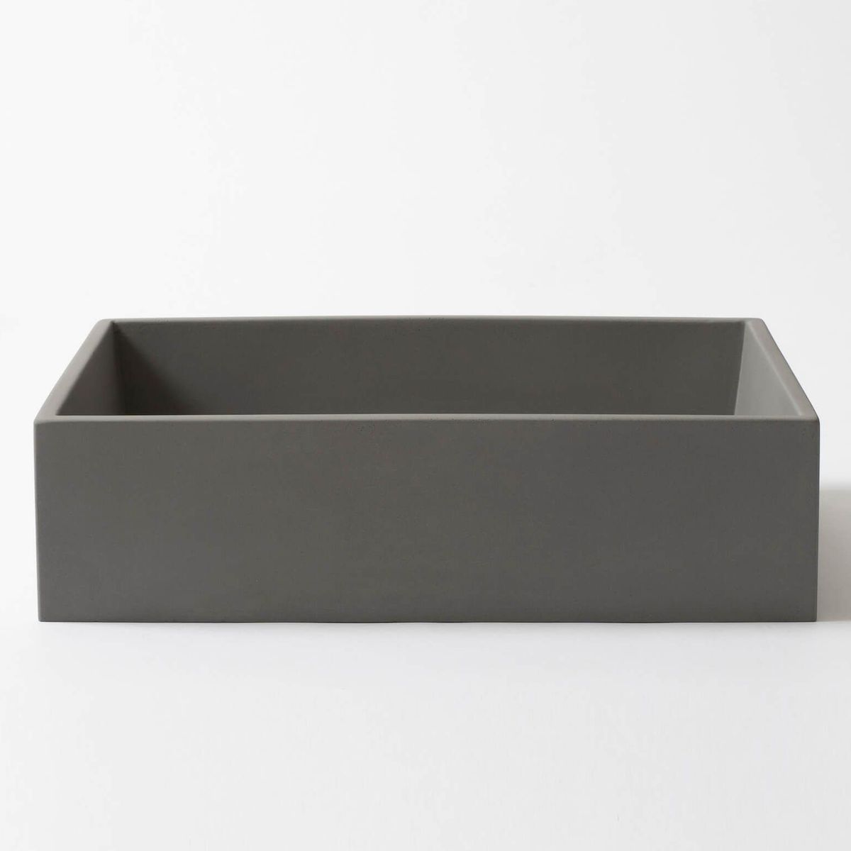Baly Medium Rectangular Concrete Vessel Basin - Dark Grey