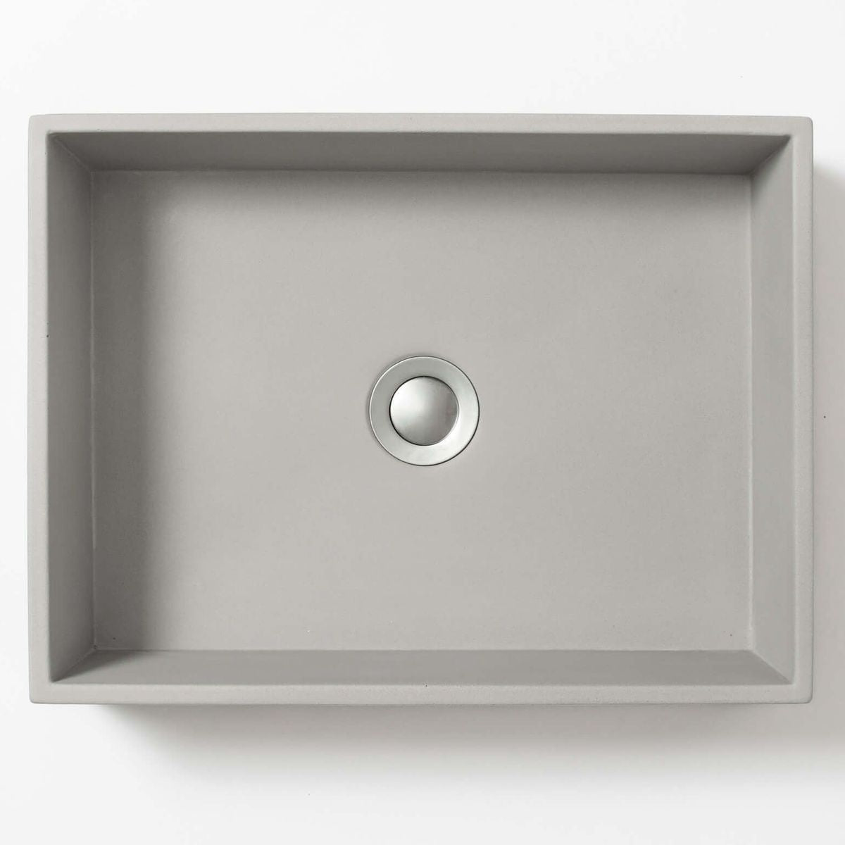 Baly Medium Rectangular Concrete Vessel Basin - Light Grey
