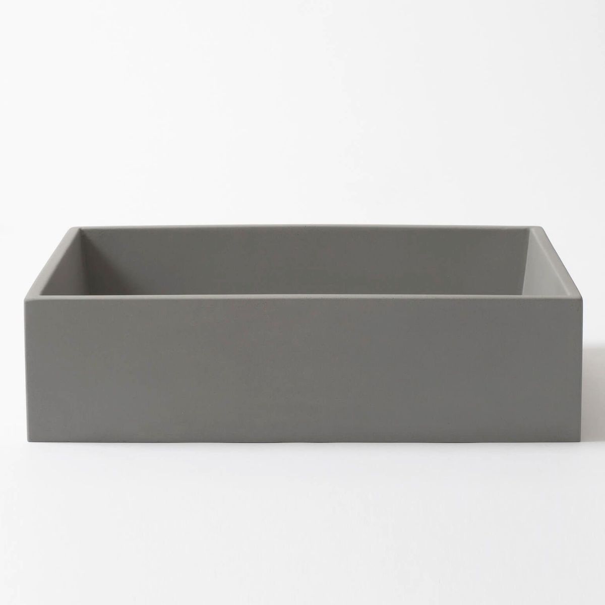 Baly Medium Rectangular Concrete Vessel Basin - Mid Grey
