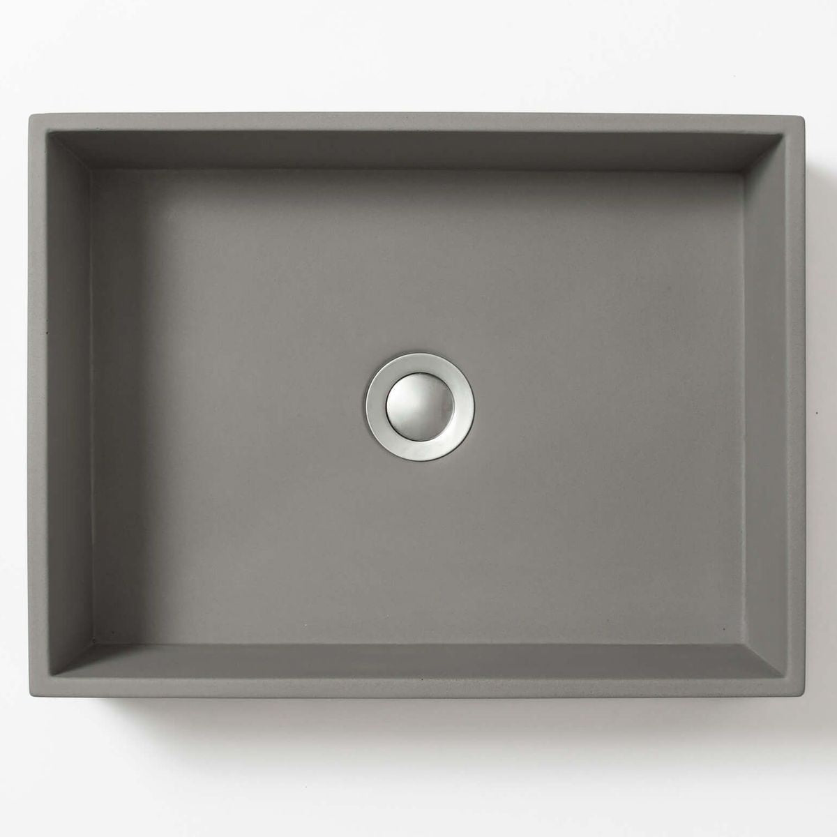 Baly Medium Rectangular Concrete Vessel Basin - Mid Grey