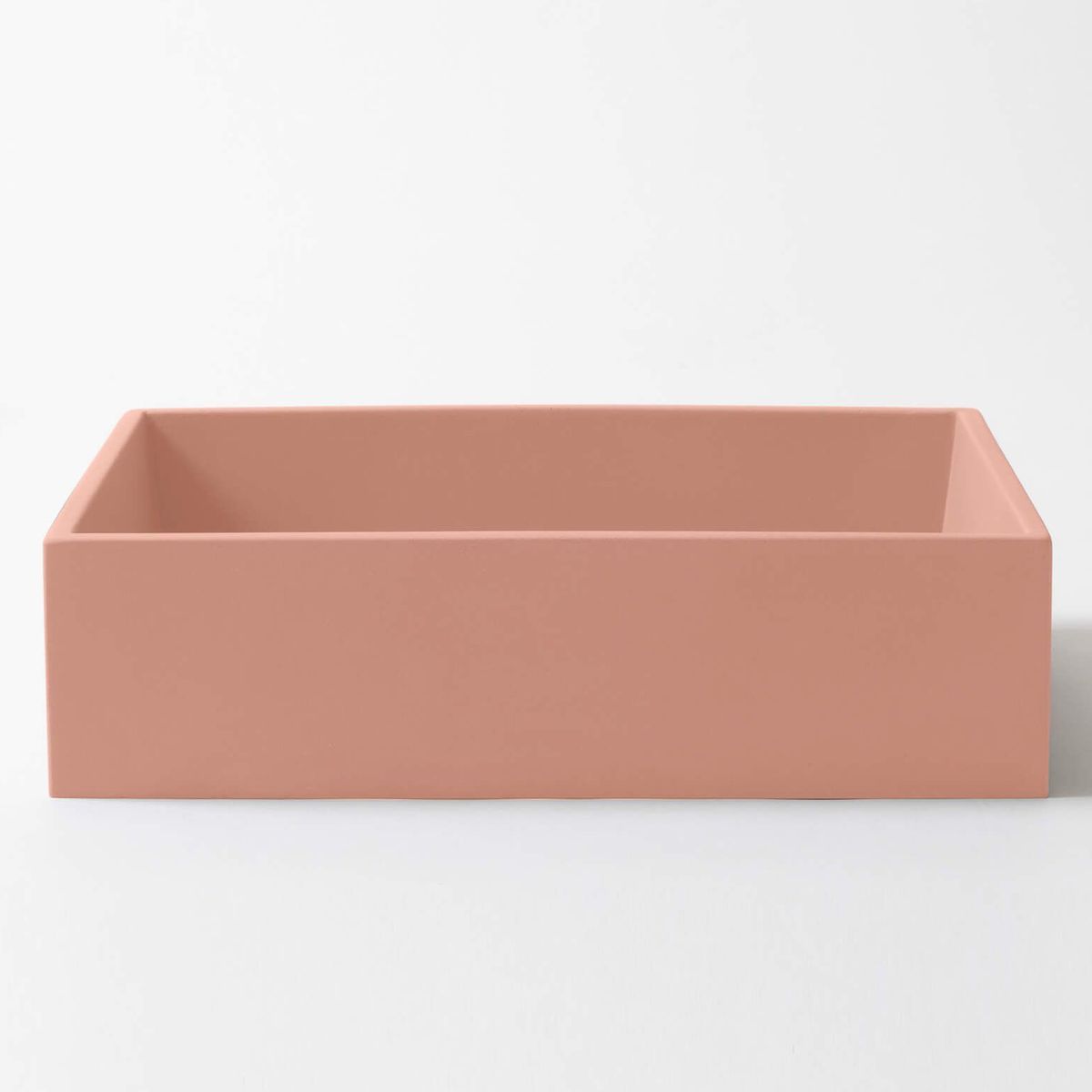 Baly Medium Rectangular Concrete Vessel Basin - Rose