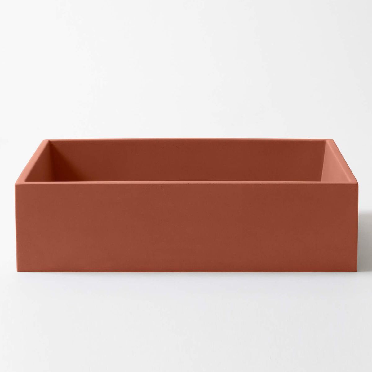 Baly Medium Rectangular Concrete Wall Mount Basin - Terracotta