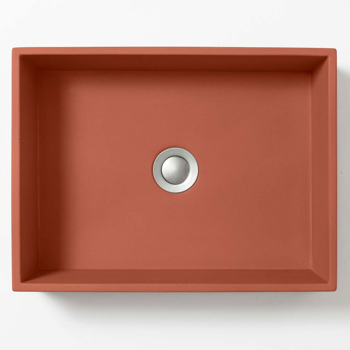 Baly Medium Rectangular Concrete Wall Mount Basin - Terracotta