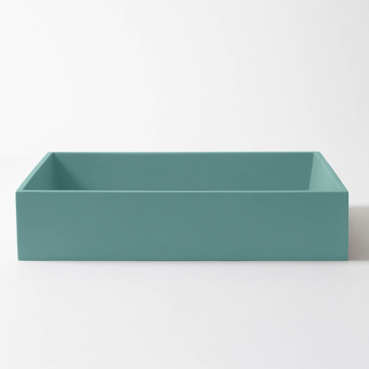 Baly Large Rectangular Concrete Vessel Basin - Aqua
